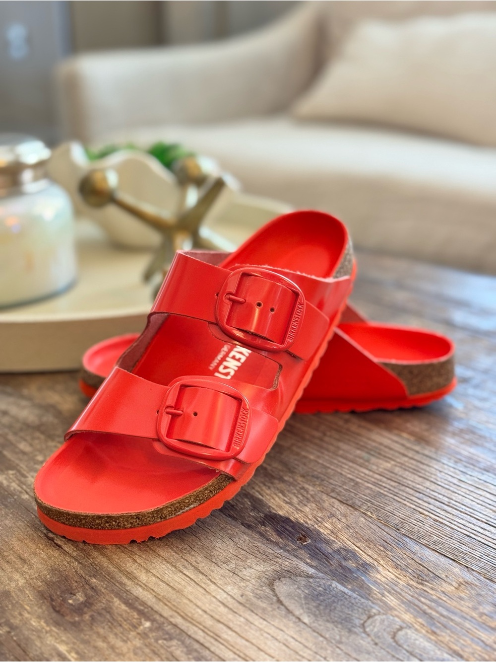 Birkenstock Arizona Big Buckle Red Leather Sandals EU 39 US 8-8.5